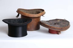 Victorian Leather Hat Box with Top Hat