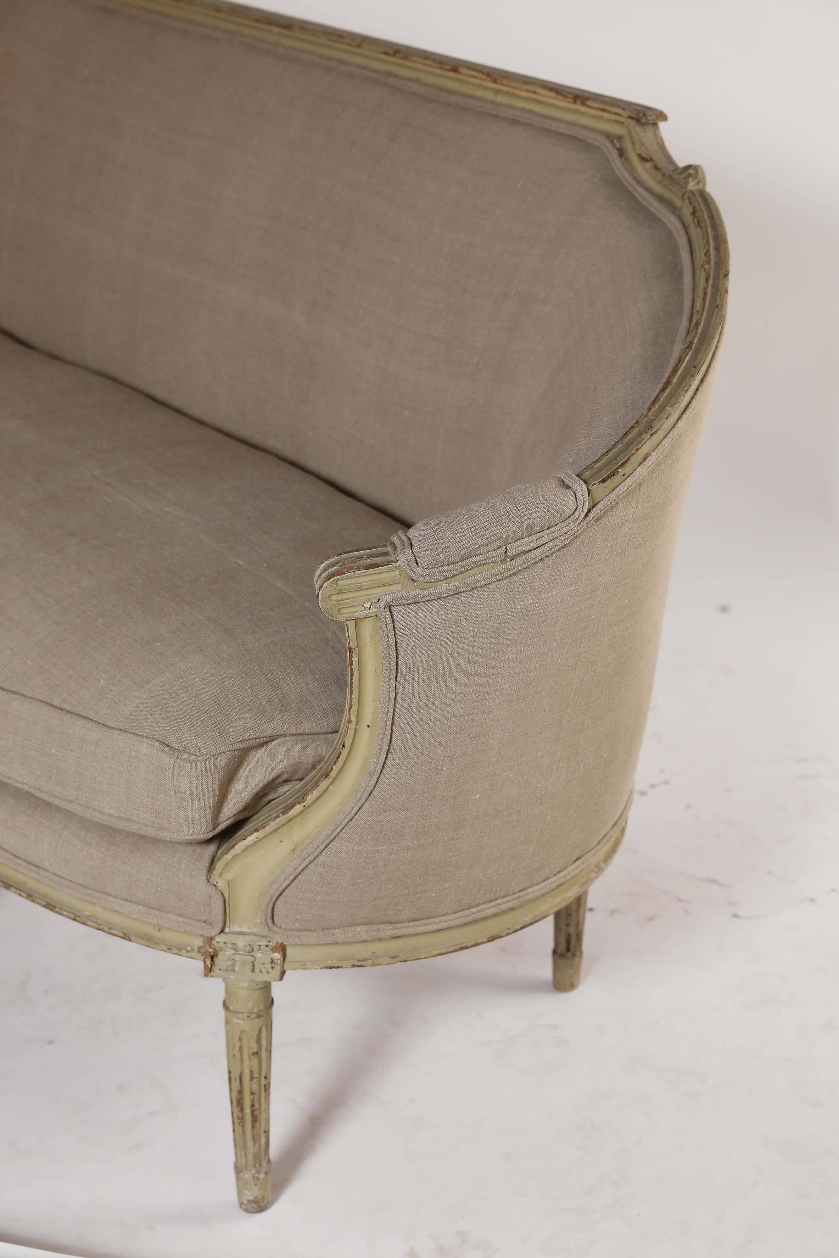 French Settee in New Linen 2