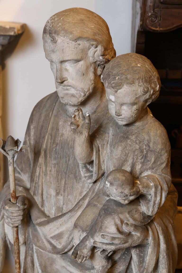 Concrete Statue of Saint Joseph with Baby Jesus at 1stDibs