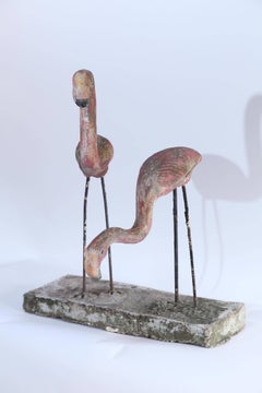Vintage Concrete Garden Flamingos
