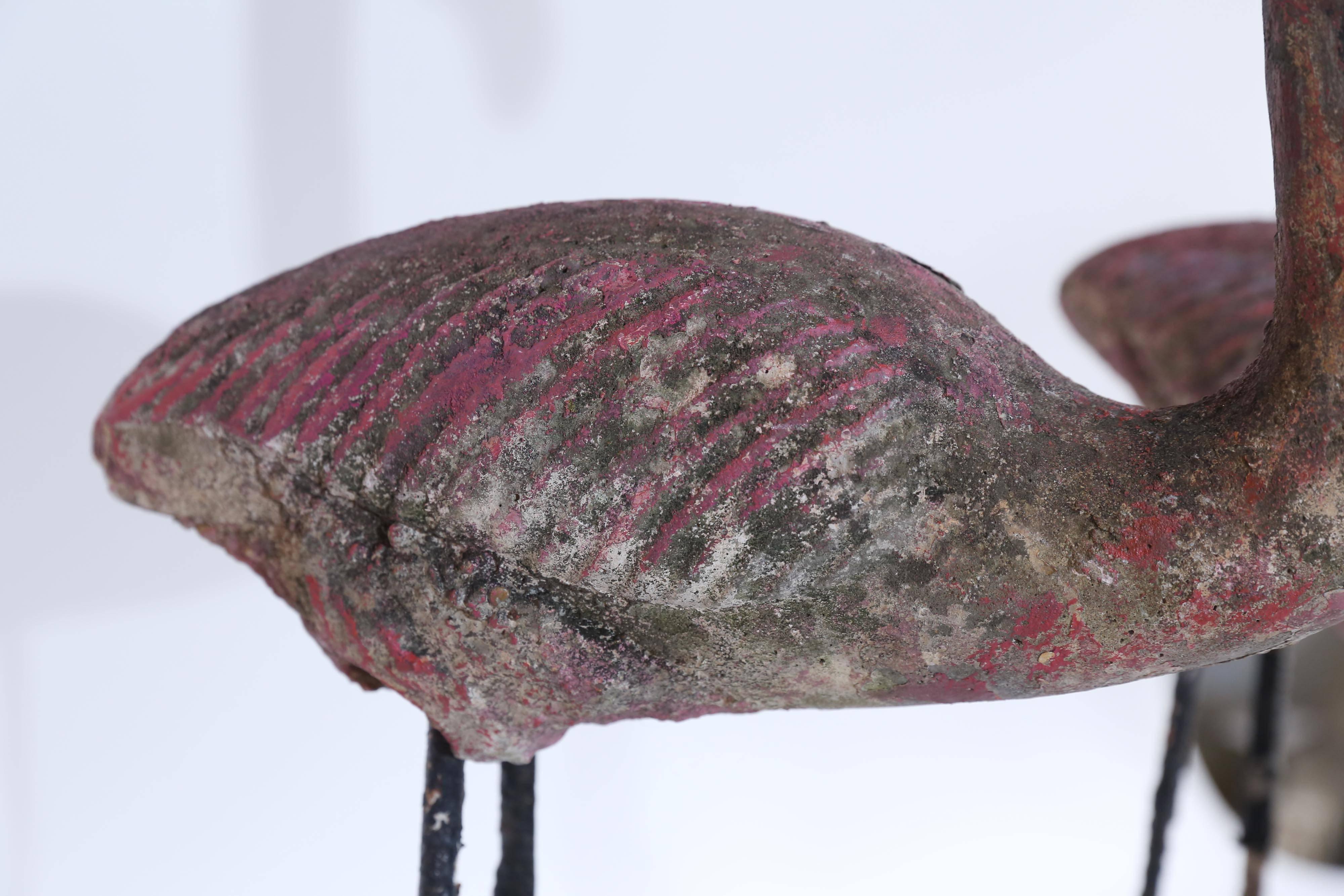 concrete flamingo statue