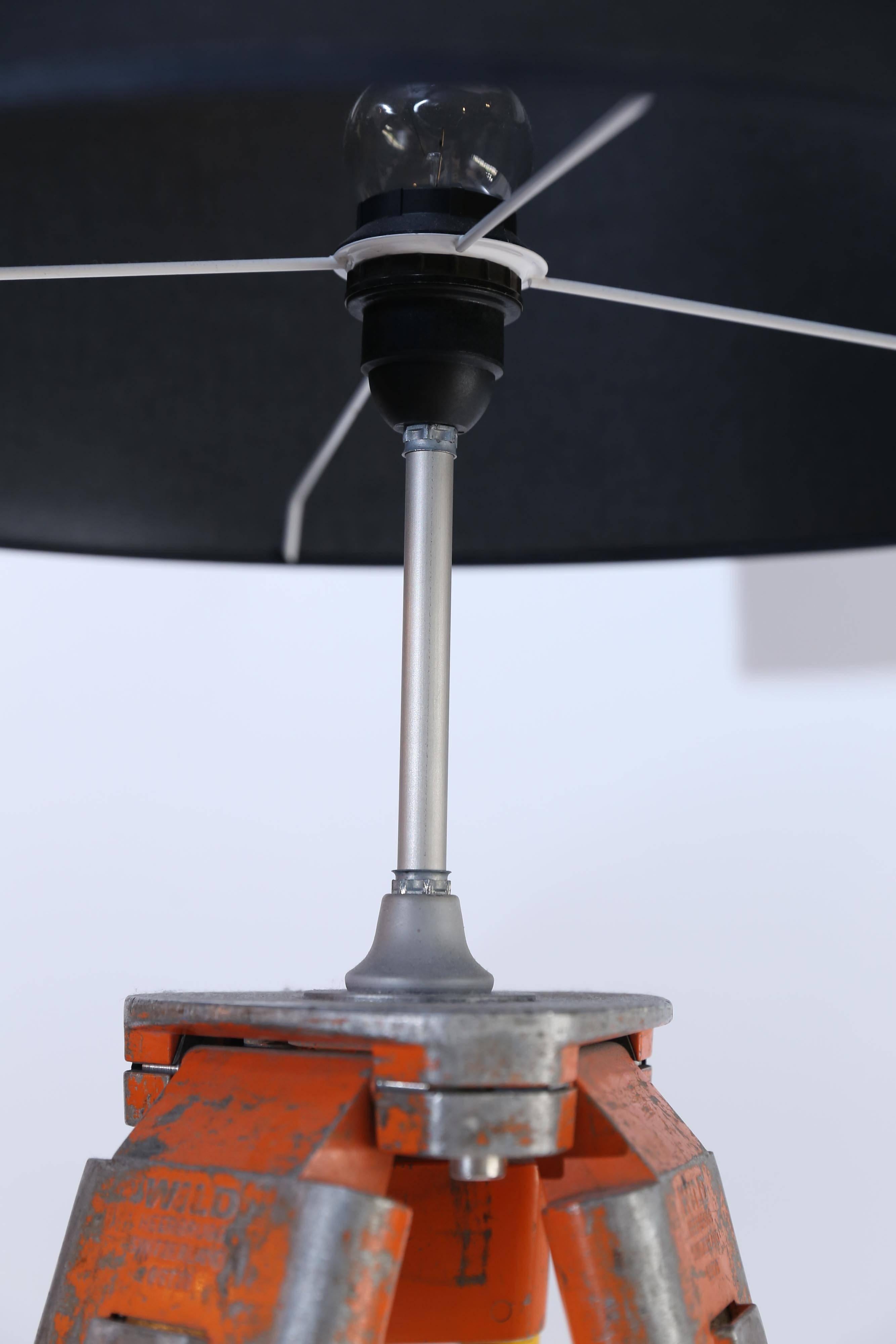 Swiss Floor or Table Lamp Made from Vintage Industrial Surveyor's Tripod
