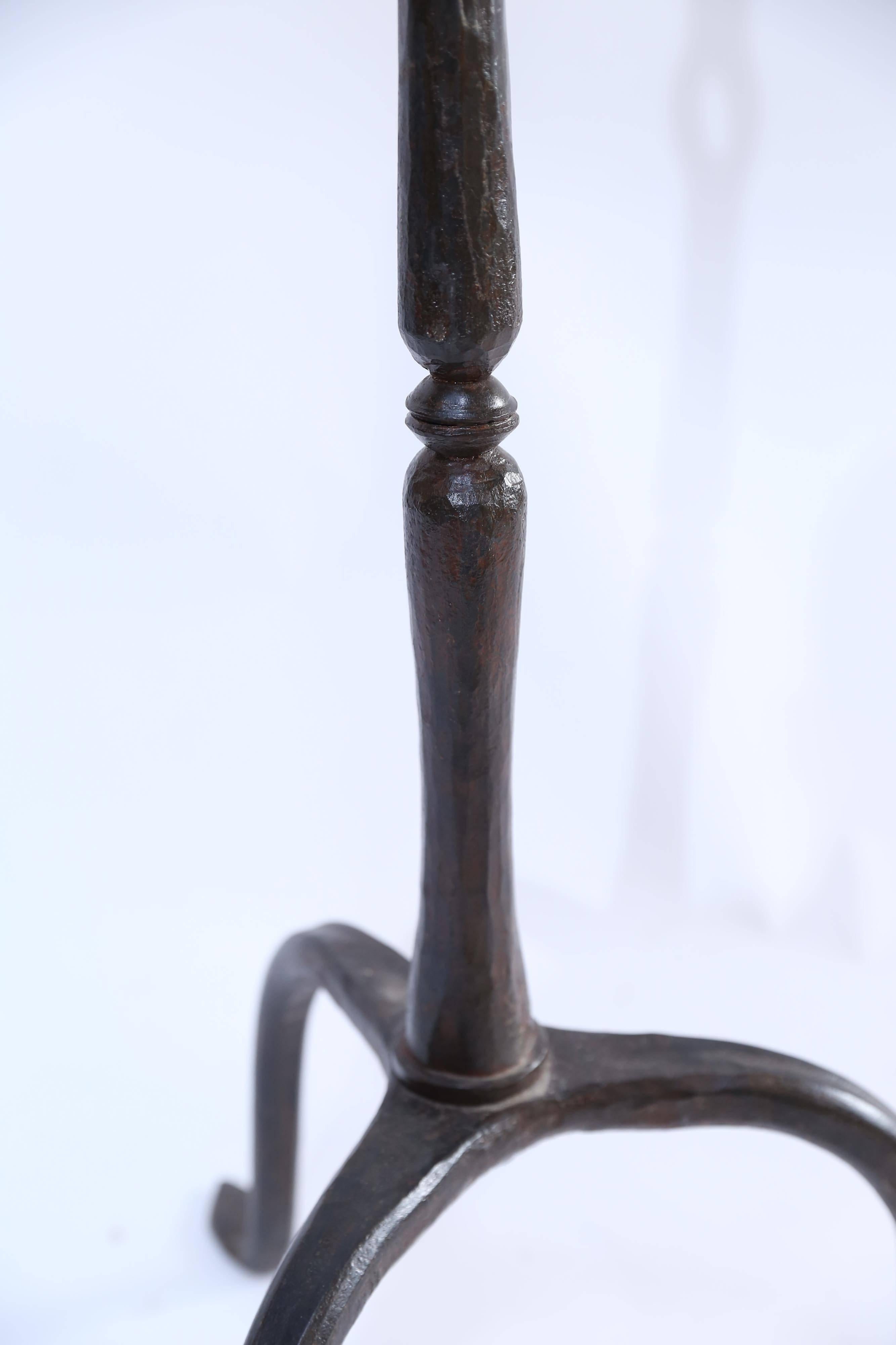 20th Century Large Forged Iron Candlestick from France