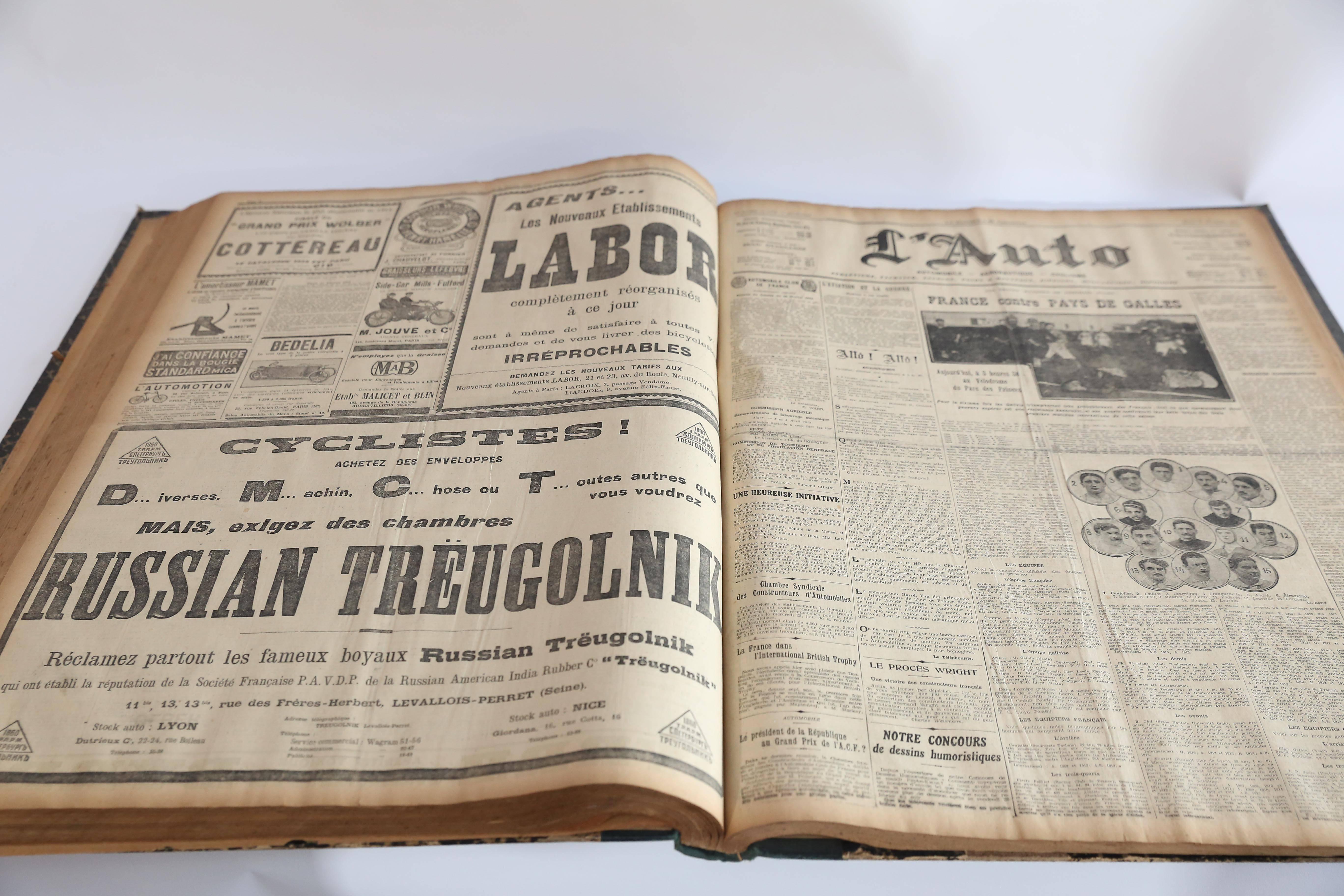 20th Century Bound Editions of L'Auto Newspaper, France, 1913