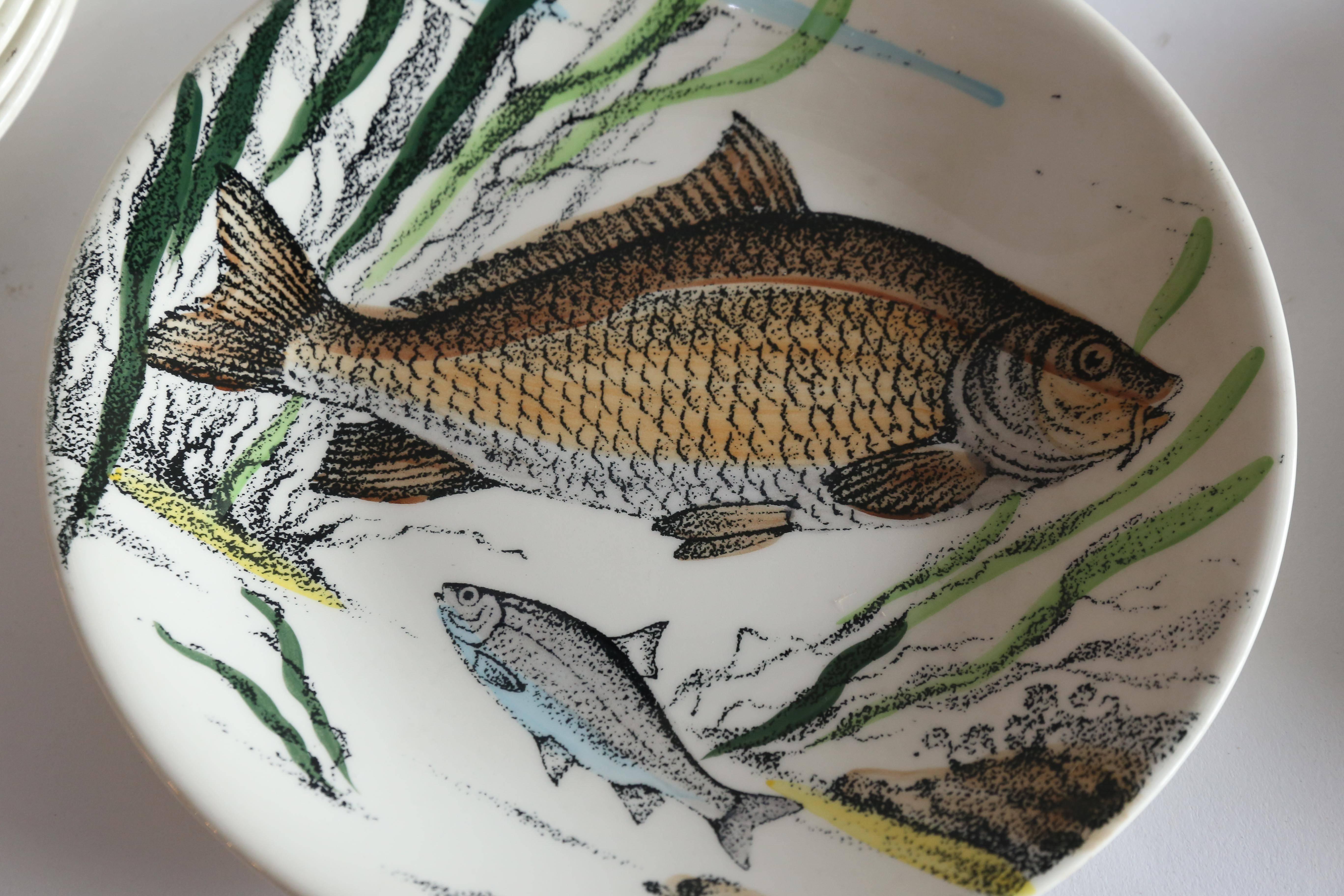 Set of 12 Gien Fish Plates from France at 1stDibs