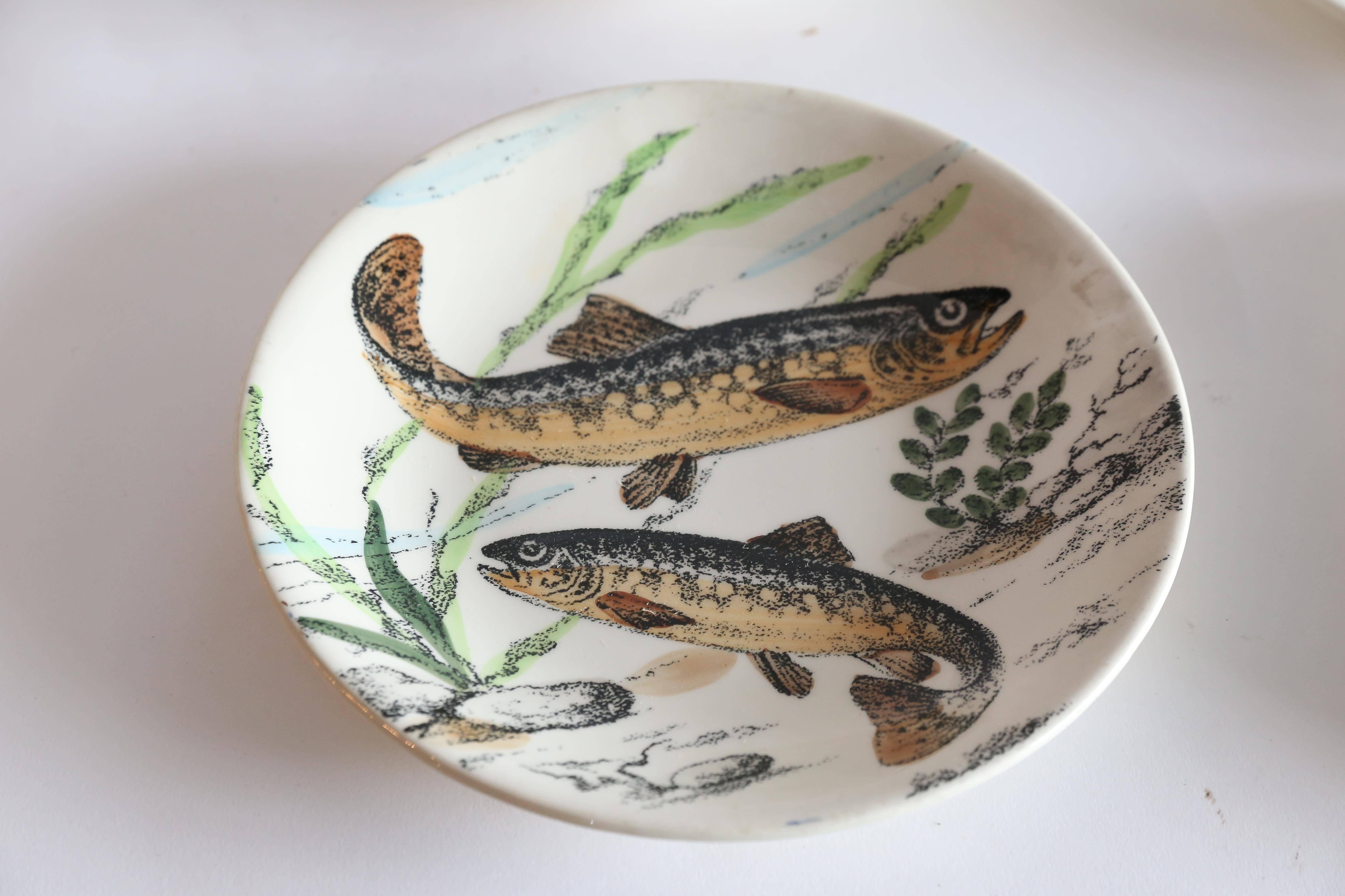 Set of 12 Gien Fish Plates from France 1