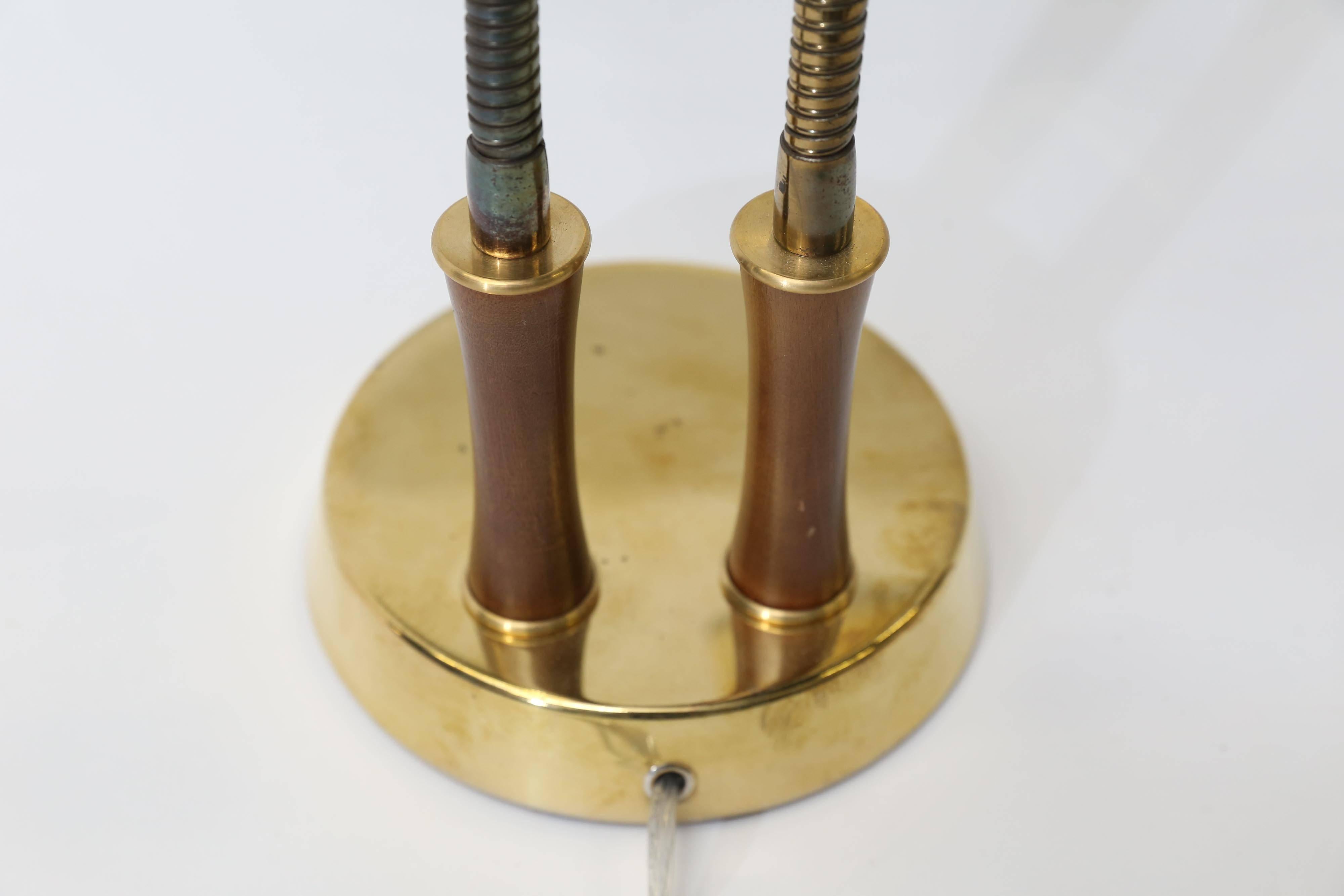 American Midcentury Double Gooseneck Desk Lamp