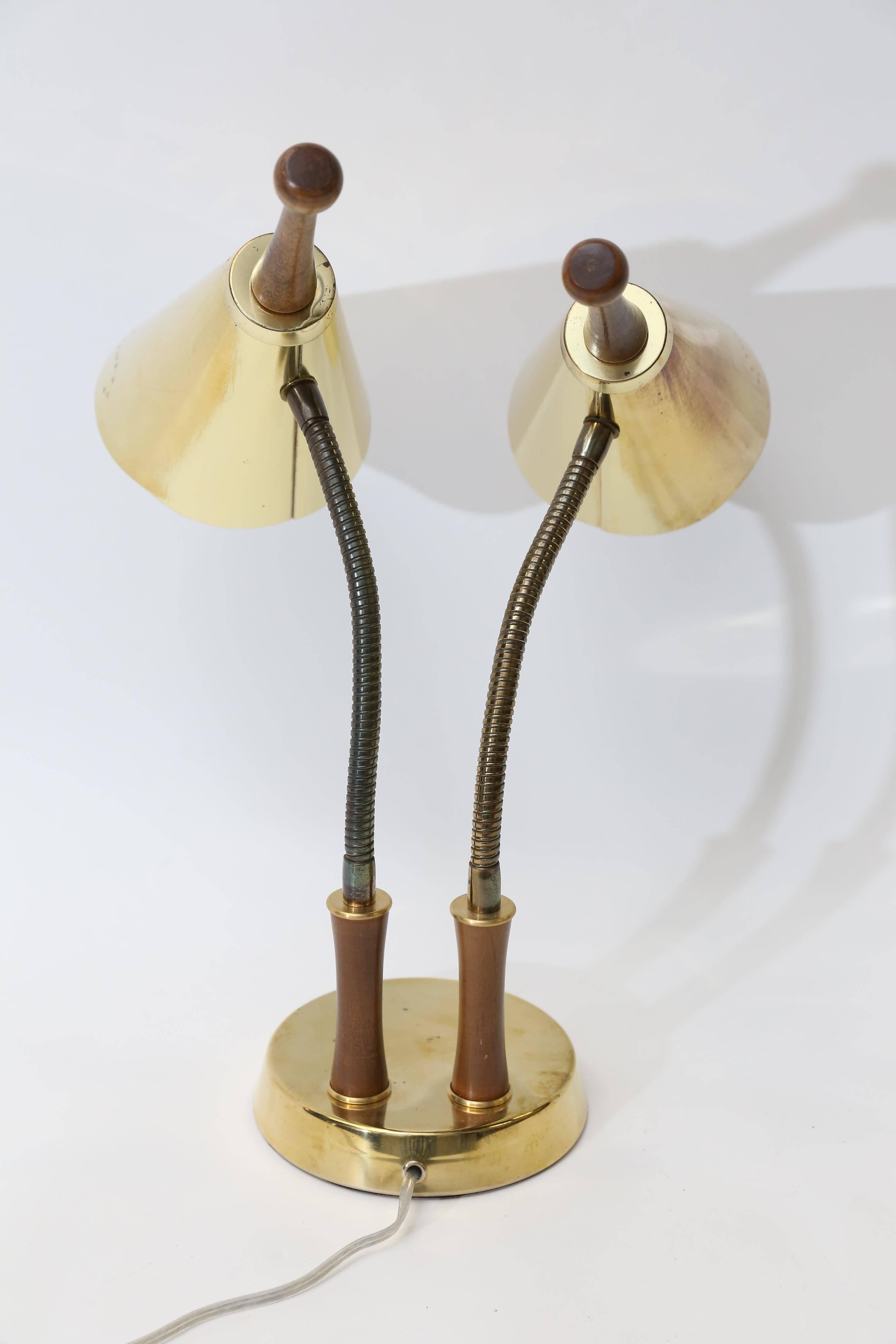Mid-Century Modern Midcentury Double Gooseneck Desk Lamp