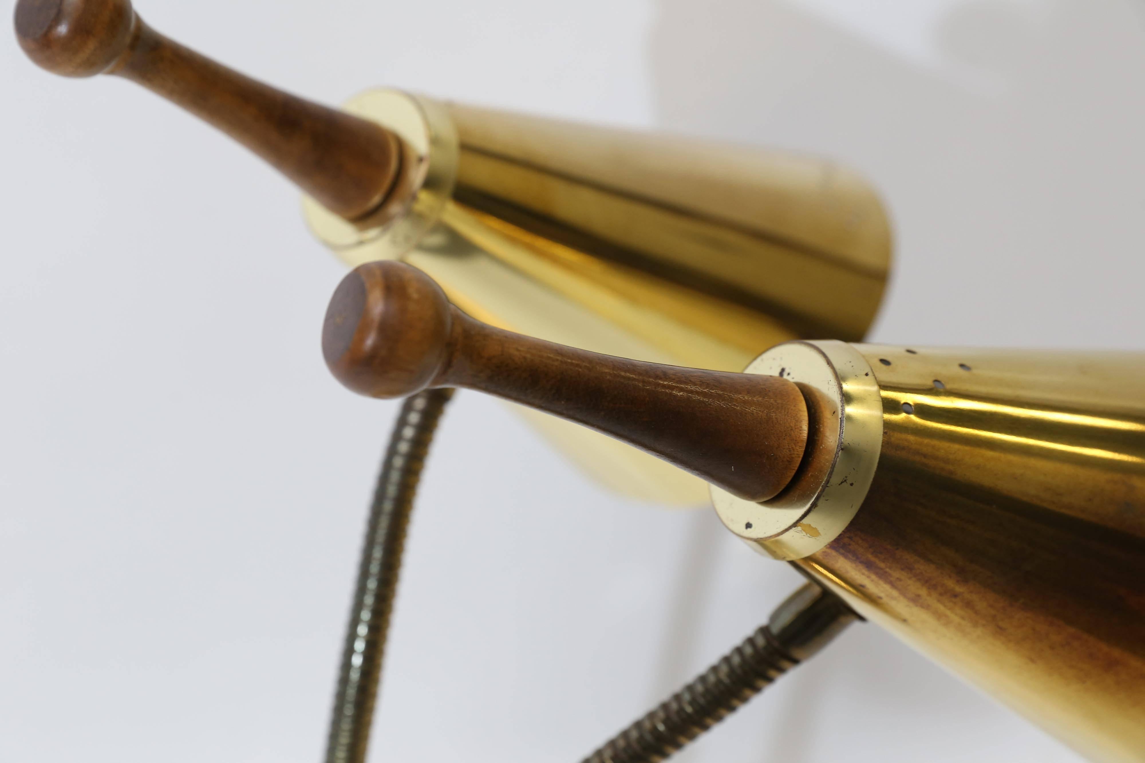 Metal Midcentury Double Gooseneck Desk Lamp