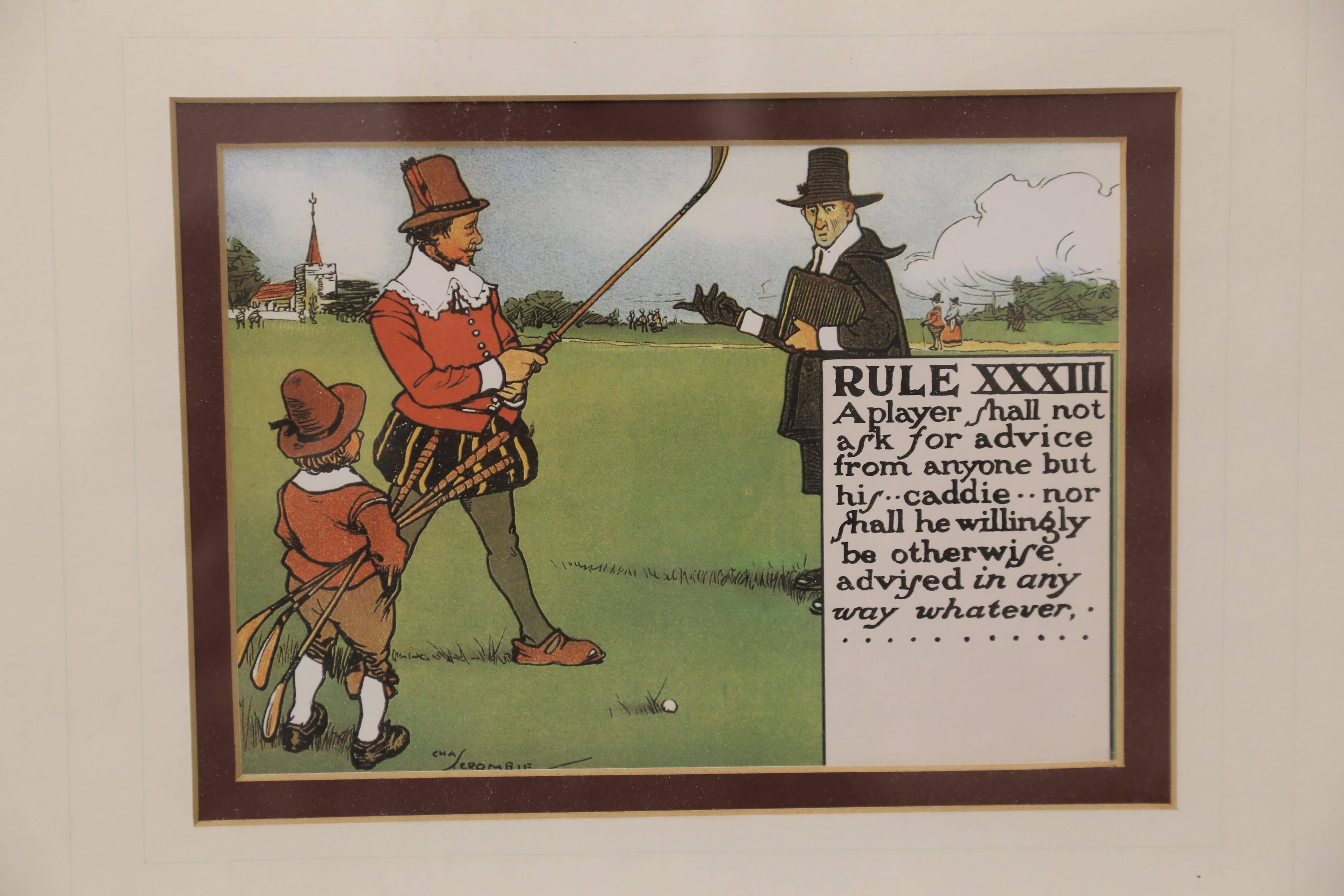 Framed English Golf Prints by Charles Crombie 2