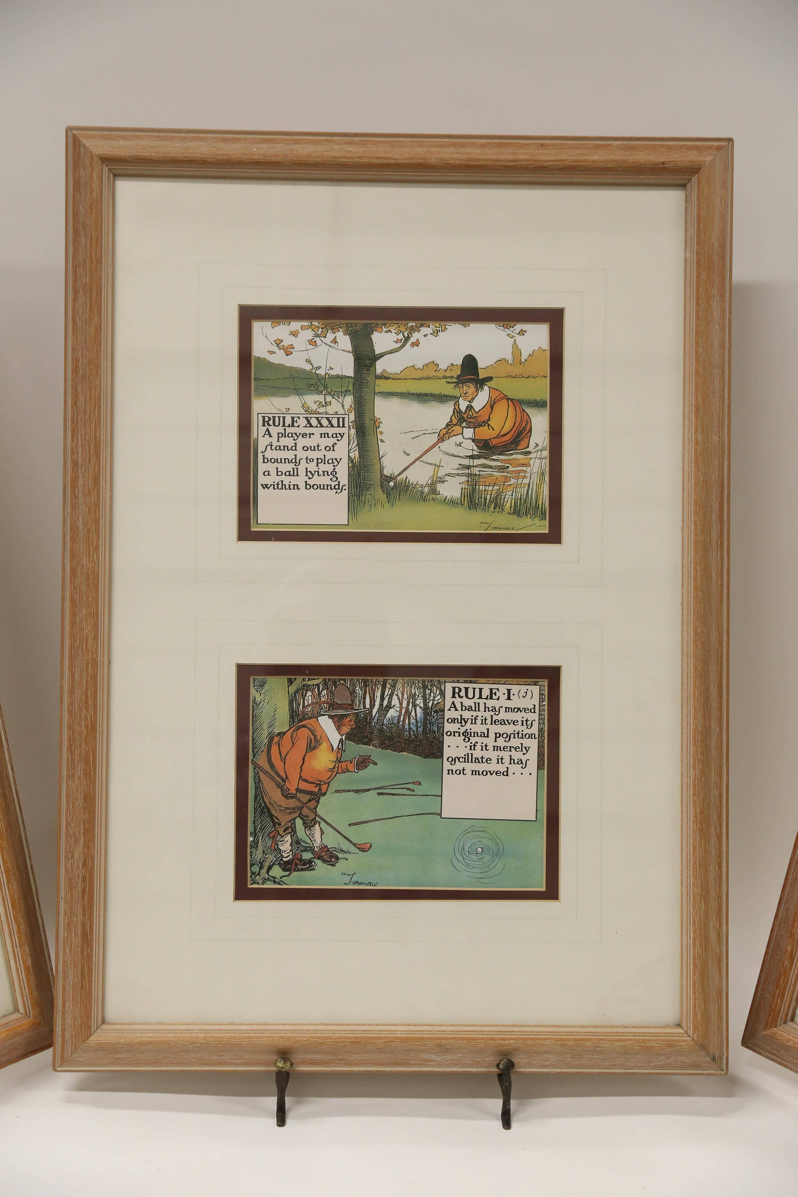 Framed English Golf Prints by Charles Crombie 3