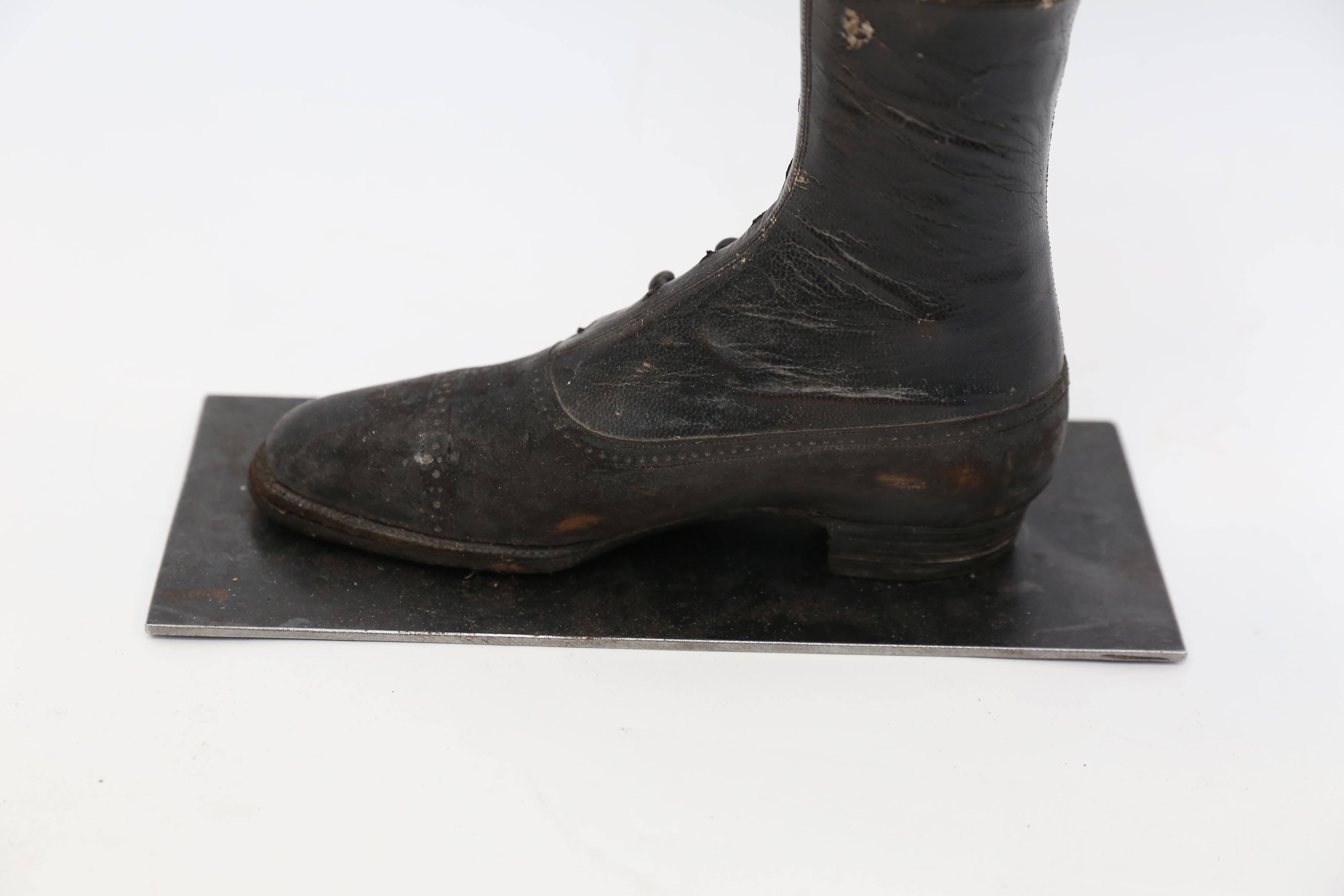French Victorian Child's Shoe on Mannequin Form For Sale