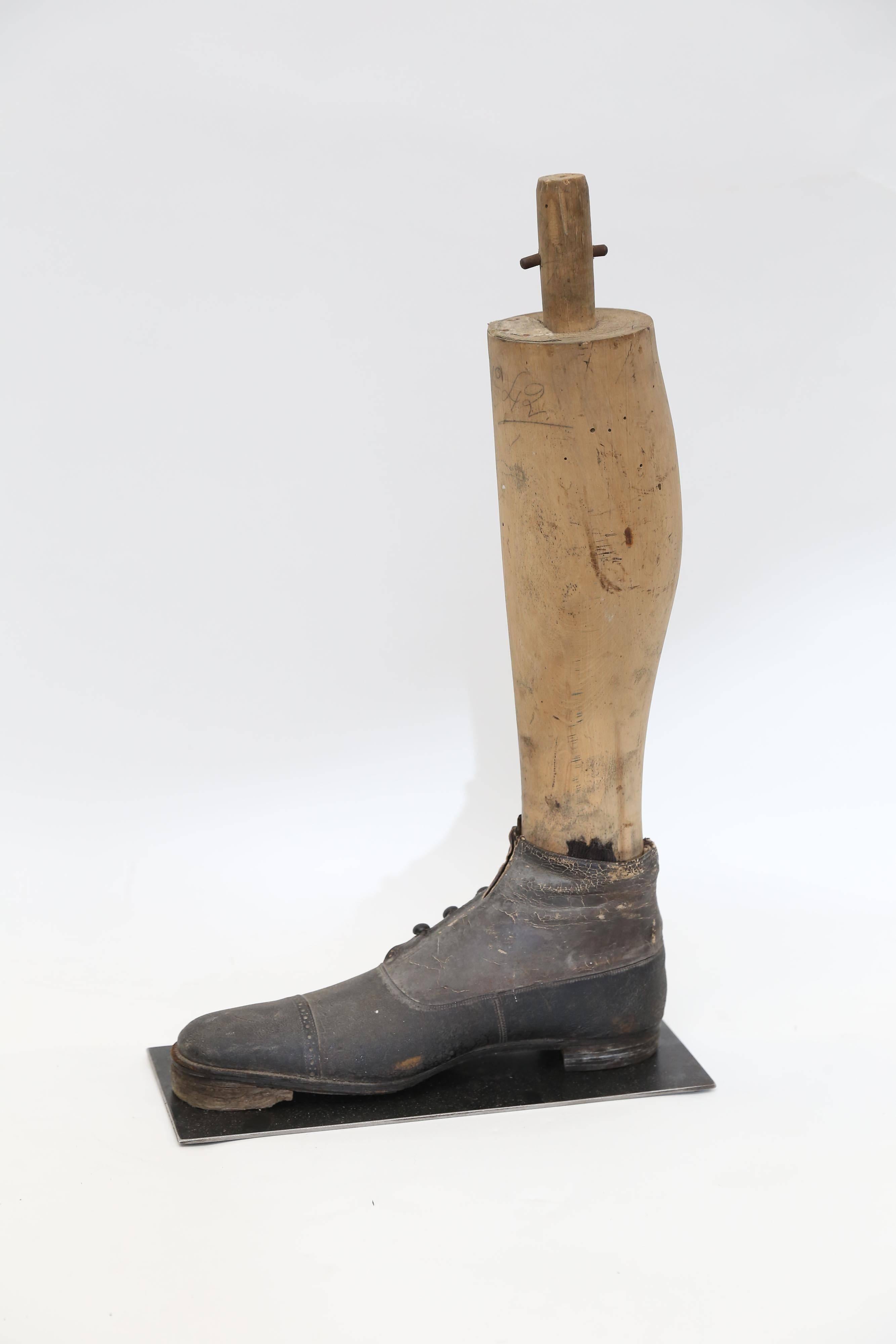 French Victorian Men's Shoe on Mannequin Form For Sale