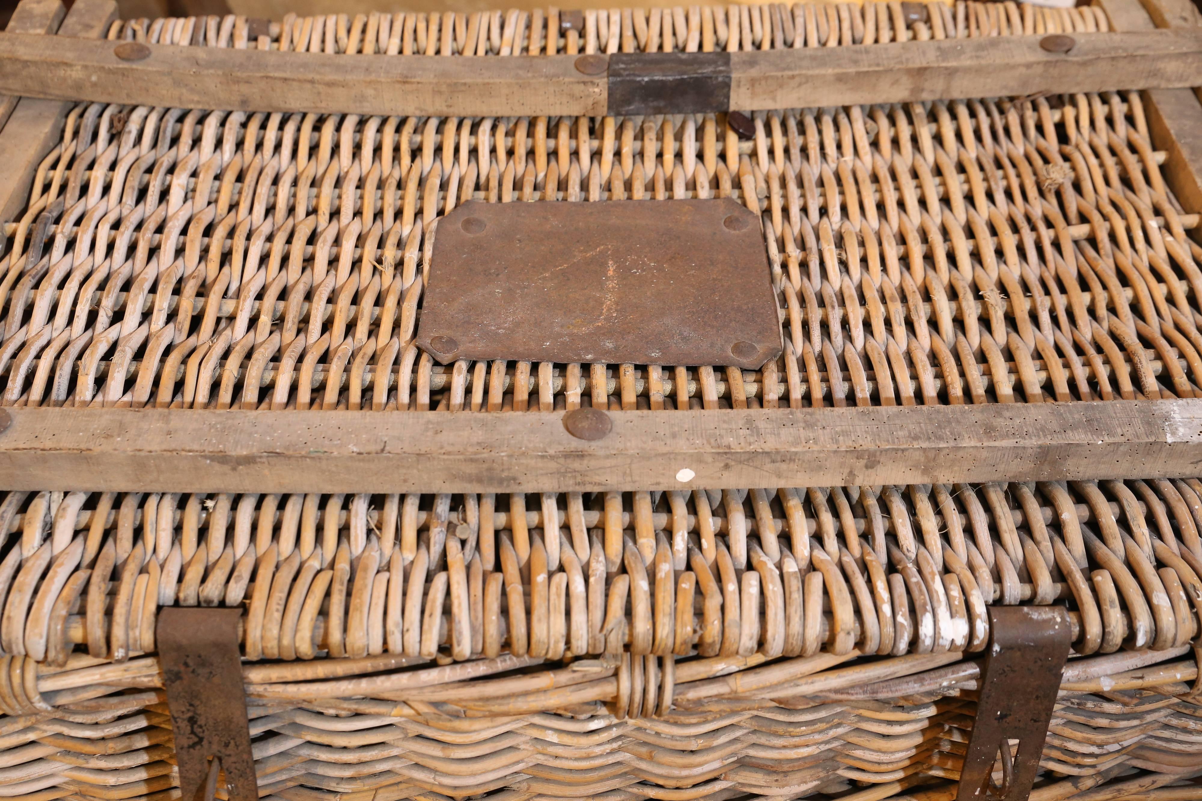 19th Century Large Antique Wicker Trunk from France