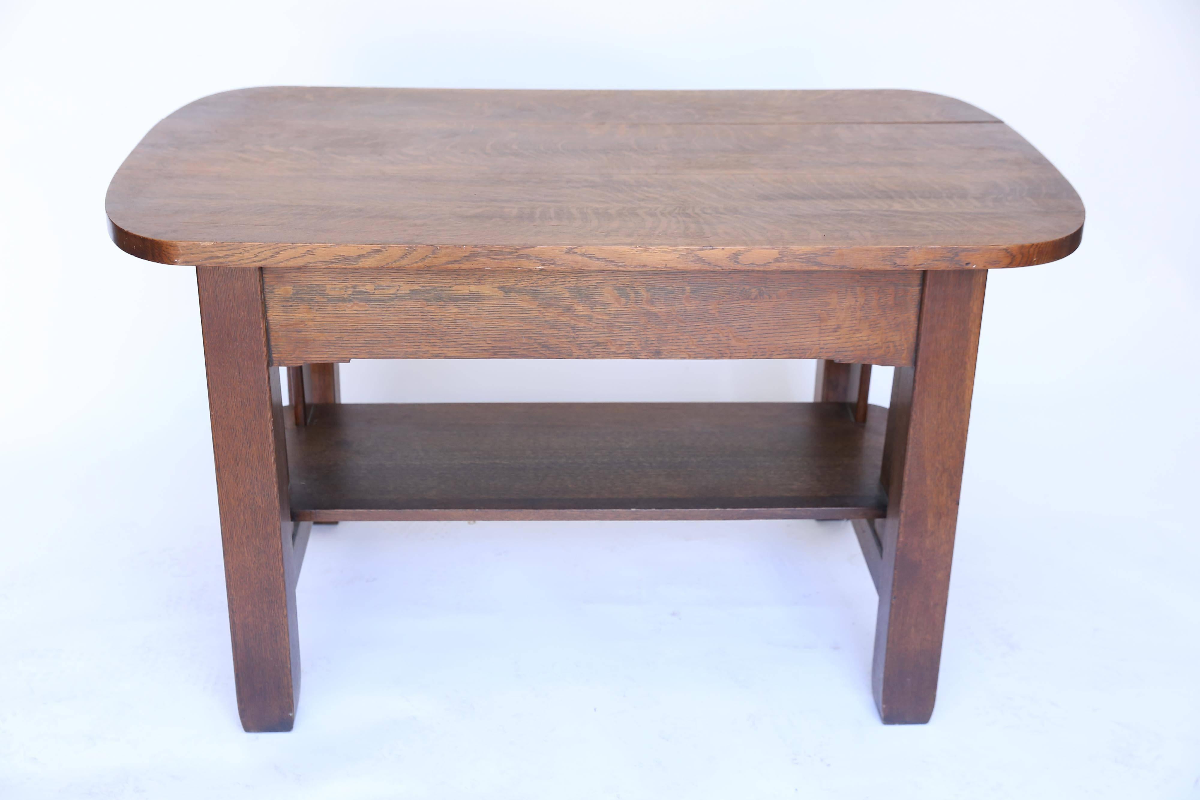 Early 20th Century Oak Arts and Crafts Era Library Table