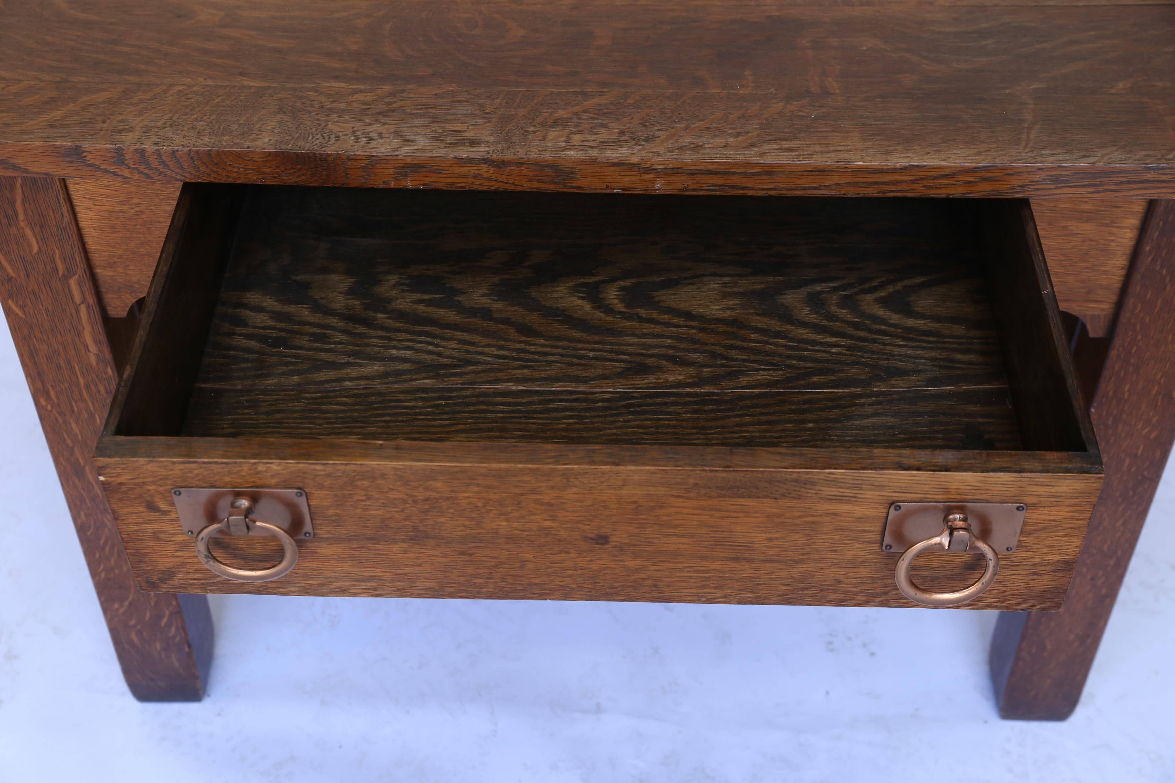 American Oak Arts and Crafts Era Library Table