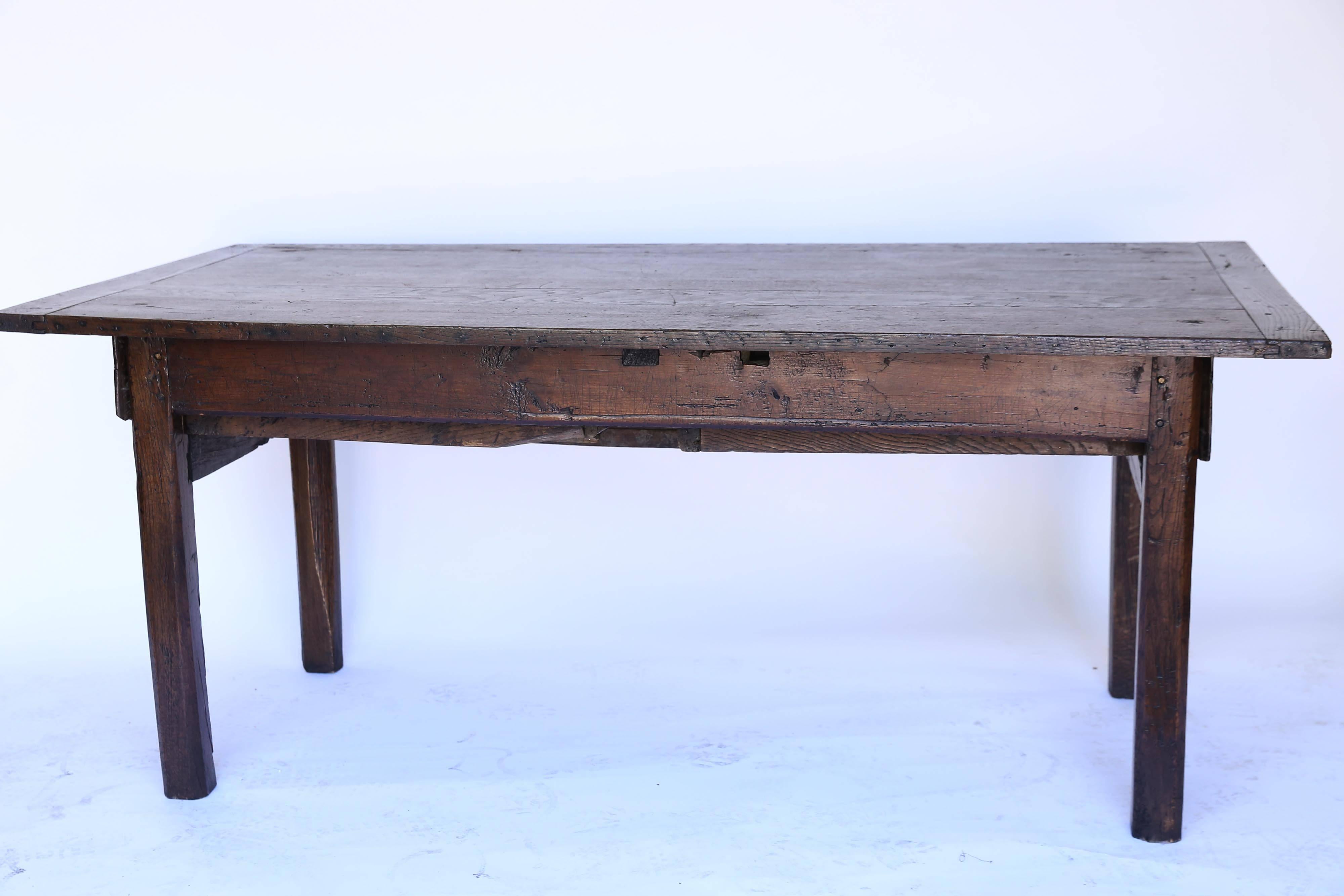 Antique French Farm Table with Two Drawers, Circa 1820 5