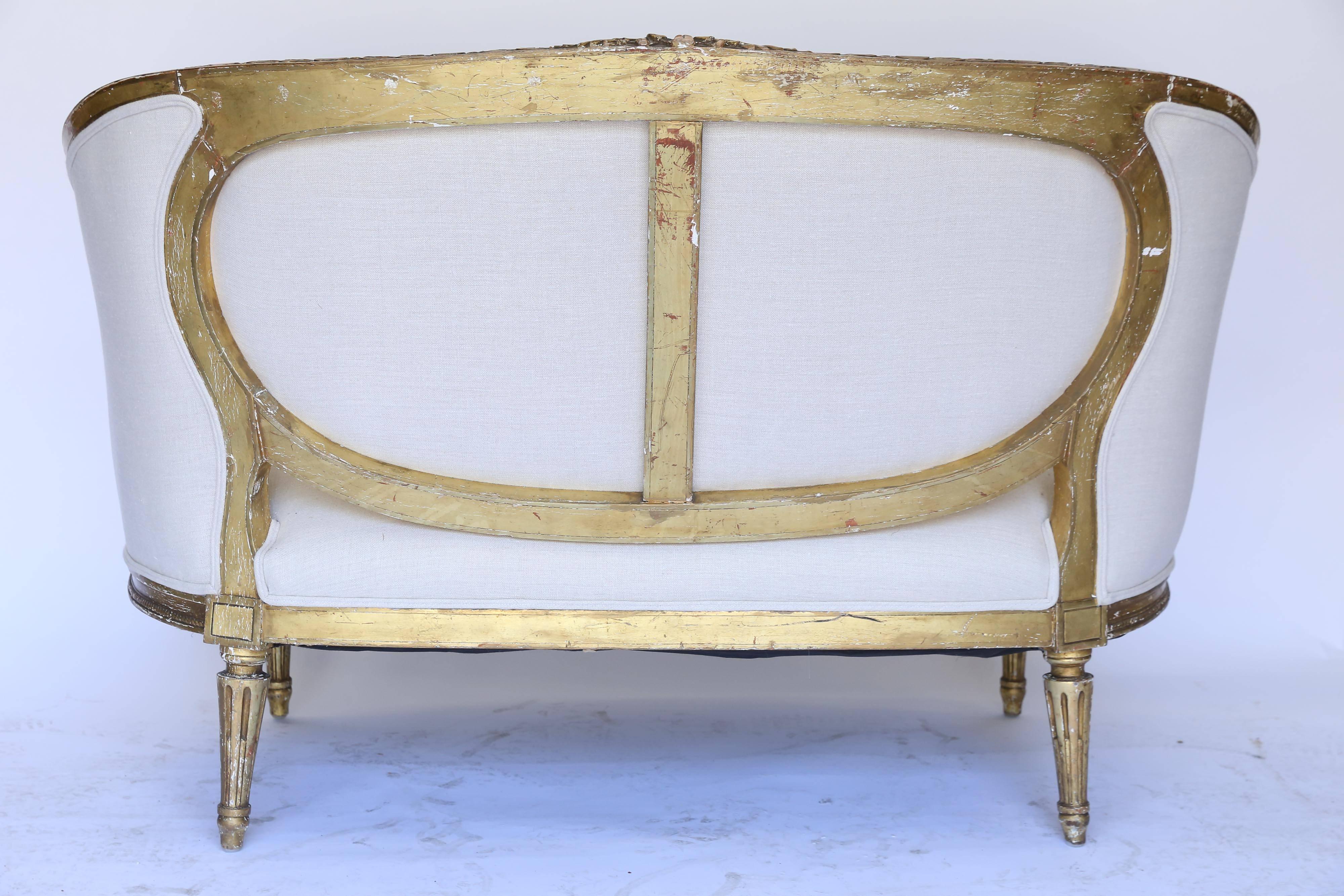 19th Century Louis XVI French Settee, Newly Upholstered 2