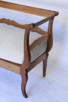 Open Back French Settee, Newly Upholstered