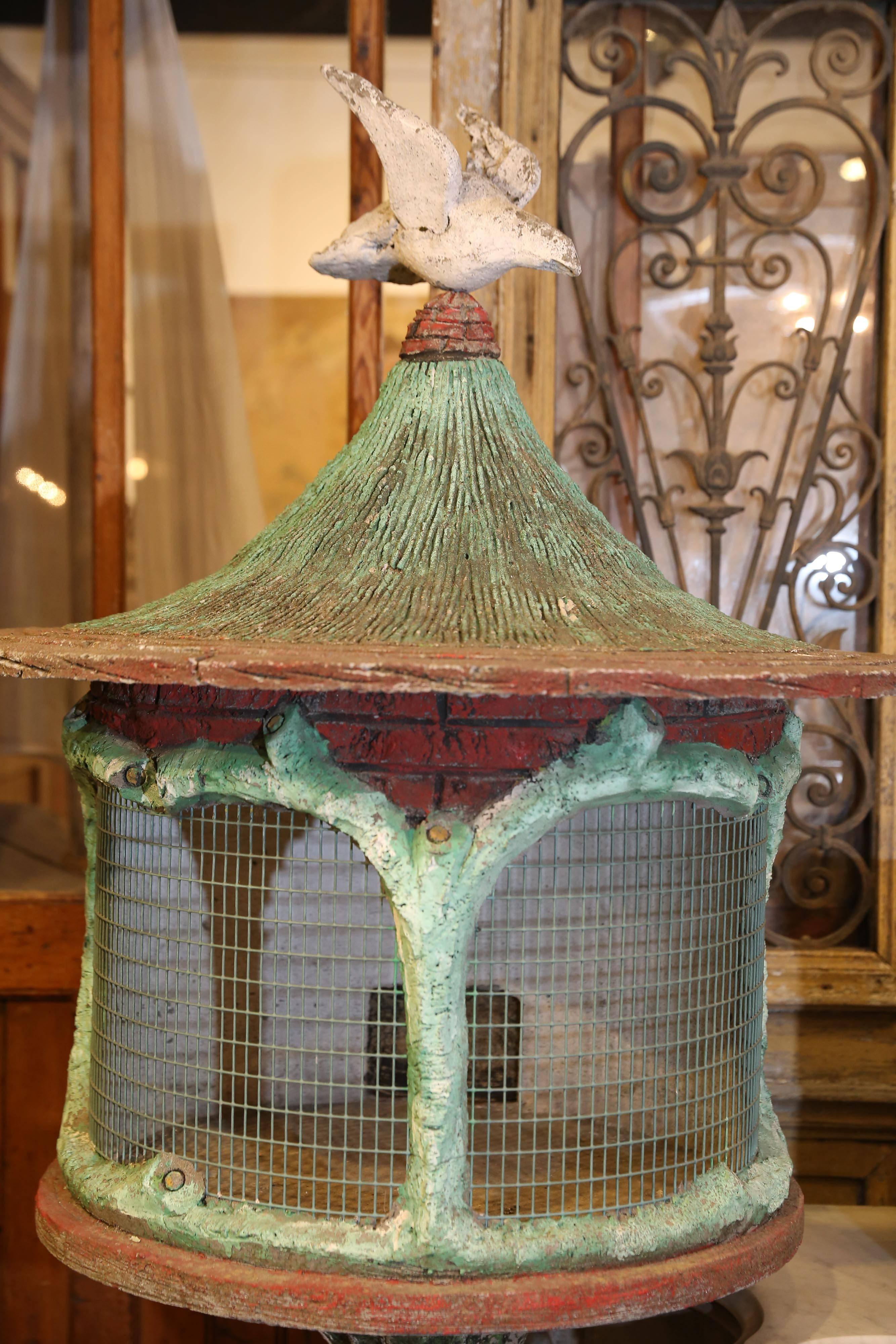 French Large Concrete Bird Cage