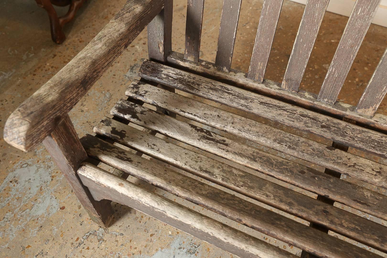 Slatted Teak Bench from the London Zoo In Good Condition In Houston, TX