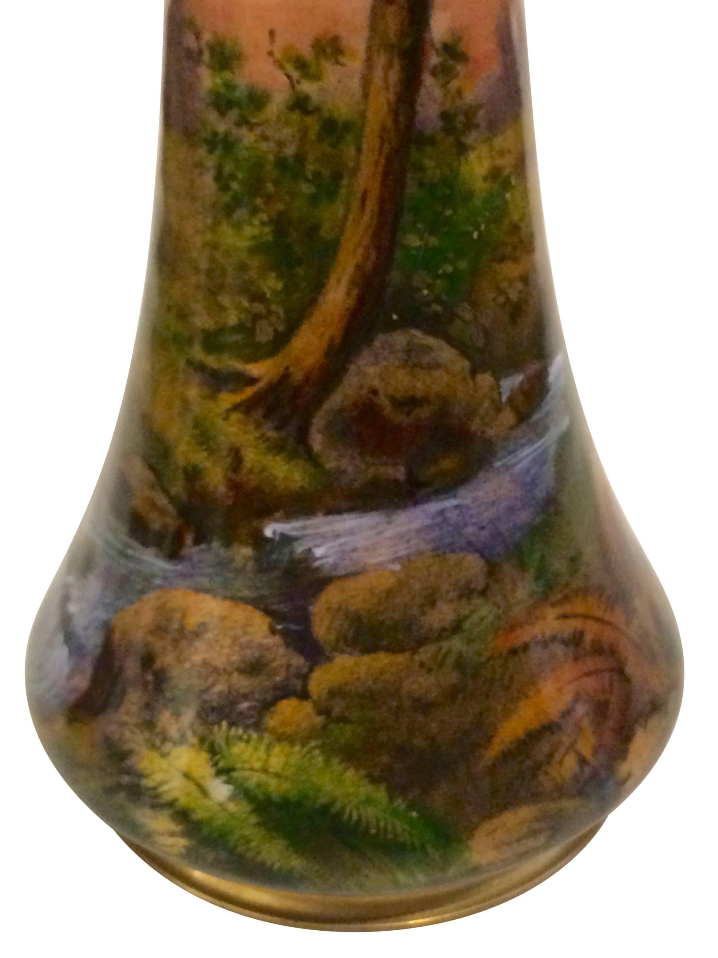 French Limoges, Jules Sarlandie, Enameled Vase, circa 1920 For Sale