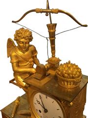 French Bronze Mantel Clock, circa 1805, Amor Grinds the Arrowhead