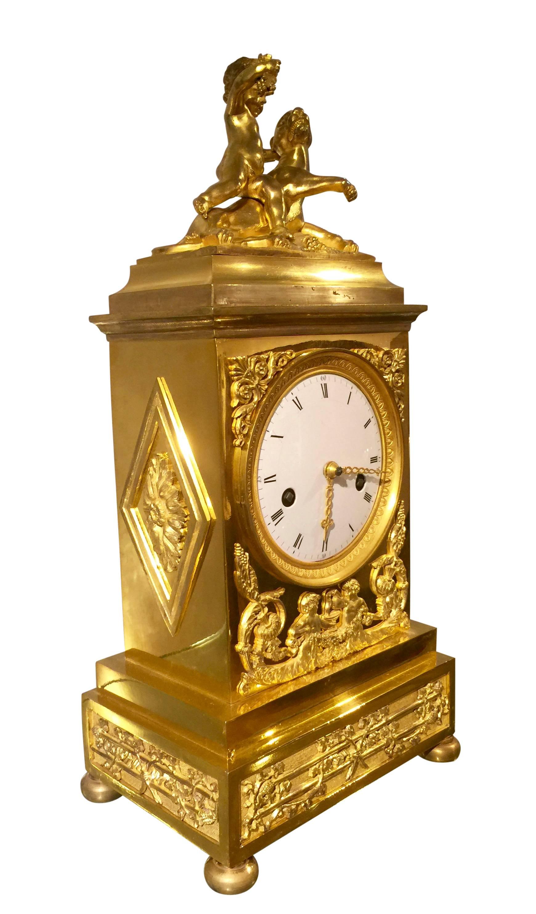 Gilt Empire French Mantel Clock, 1805 For Sale