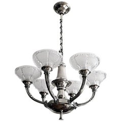 Petitot Large French Art Deco Chandelier, 1930