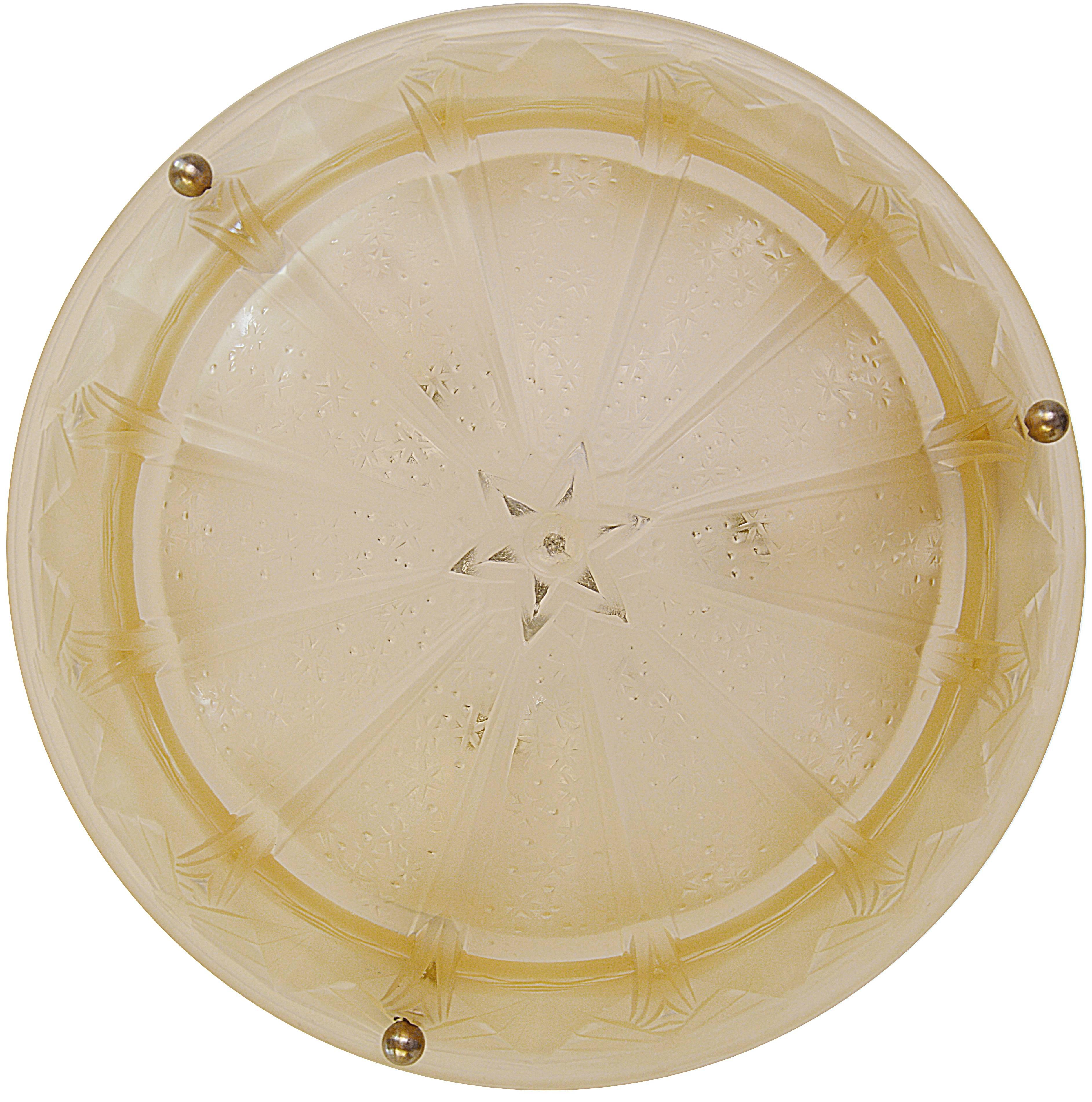 Frosted Muller Freres French Art Deco Pendant Chandelier, circa 1925