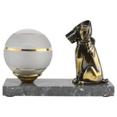 French Art Deco Fox Terrier Table Lamp or Night-Light, 1930s