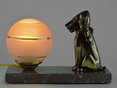 French Art Deco Fox Terrier Table Lamp or Night-Light, 1930s