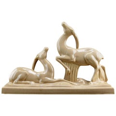 Charles Lemanceau Französische Art Deco Keramikantilopen