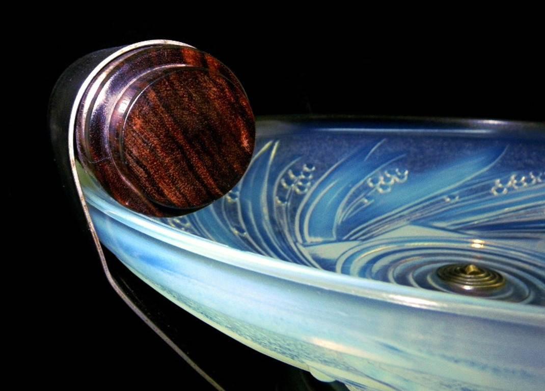 Chrome Choisy-le-Roi French Art Deco Opalescent Glass Fruit Bowl, 1930