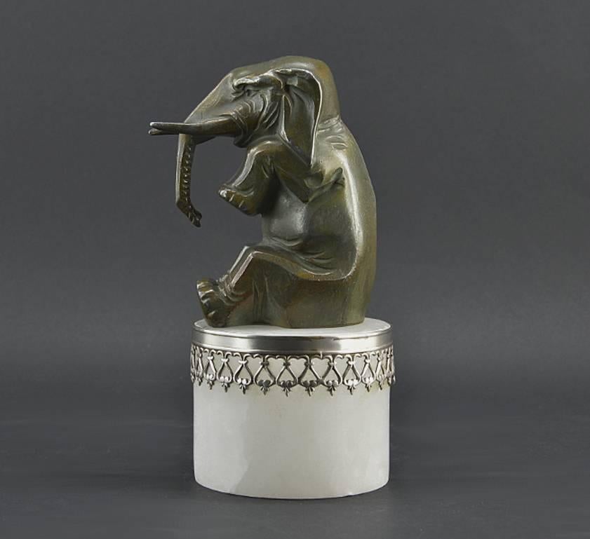 Spelter French Art Deco Elephant Paperweight Sculpture, circa 1930