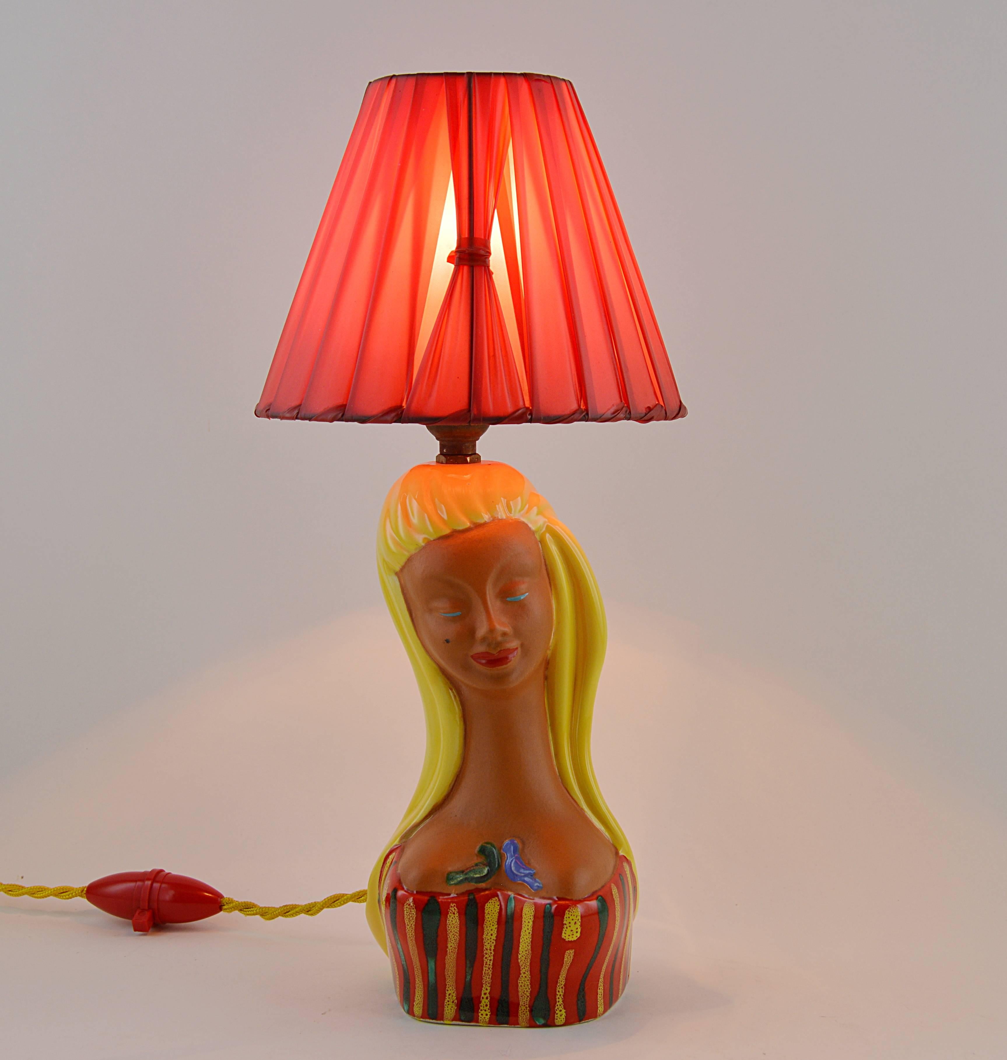 French Mid-20th Century Ceramic Lamp, 1950s