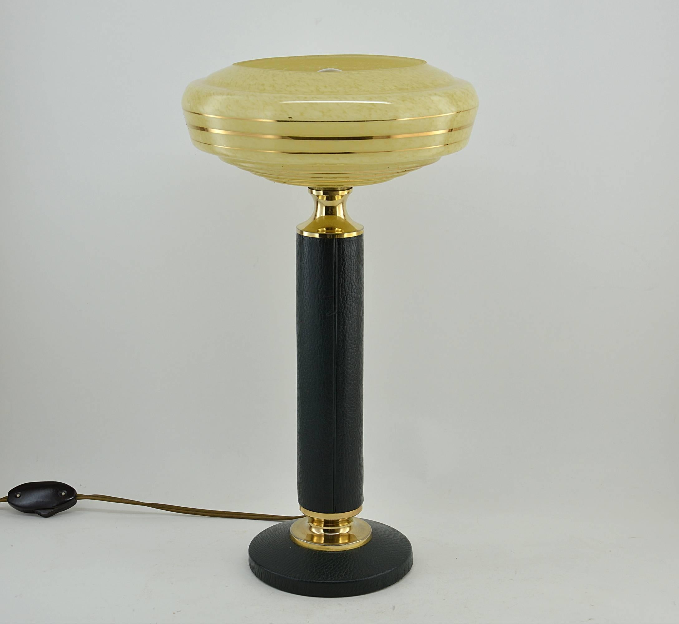 Brass French Art Deco Desk Table Lamp in the Style of Jacques Adnet, 1940