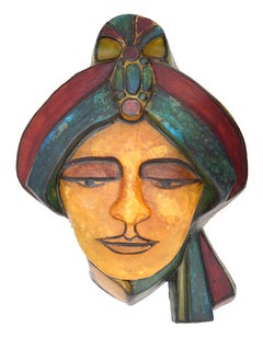 Matius French Vintage Pop Art Mural Maharadjah Sculpture, Wall Sconce, 1970