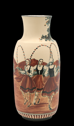 Large Neo-Basque Ceramic Stoneware Vase by Ciboure, France, 1950s