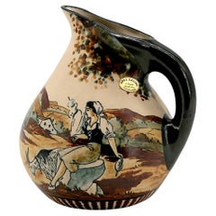 Brocca in ceramica di gres francese della metà del secolo, firmata Ciboure, 1950 circa