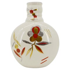 French Art Deco Ceramic Vase by Sainte-Radegonde, Floral Design, 1920s