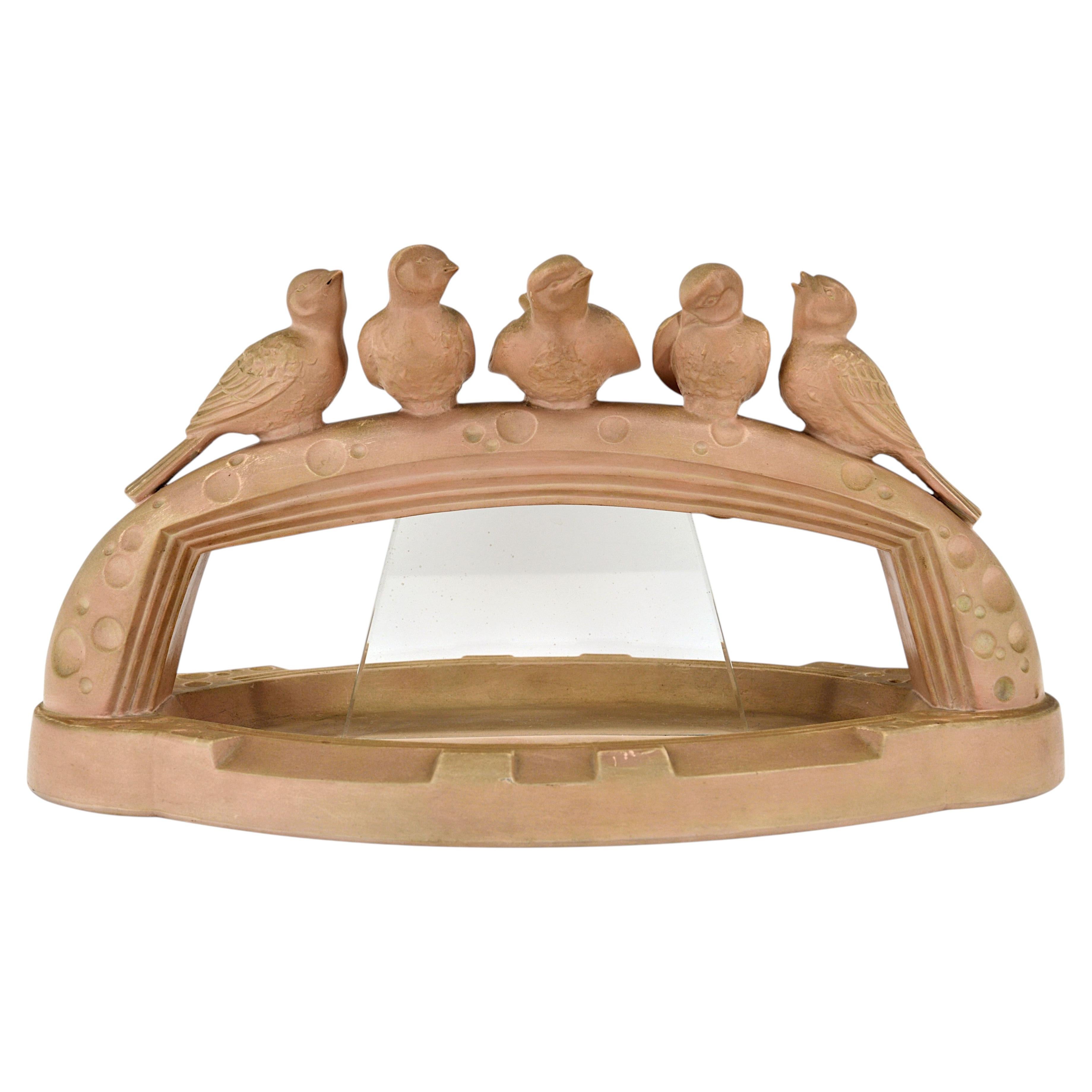 French Art Deco Terra Cotta Swallows Centerpiece, 1920 For Sale