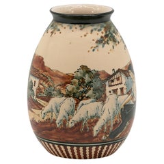 Französische Keramikvase im neo-baskischen Stil aus Steinzeug, hergestellt von Moreau in Ciboure, 1950er Jahre