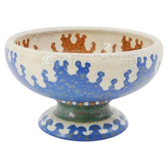 Cuenco francés de gres Art Déco Revernay, diseño de pedestal de los años 20