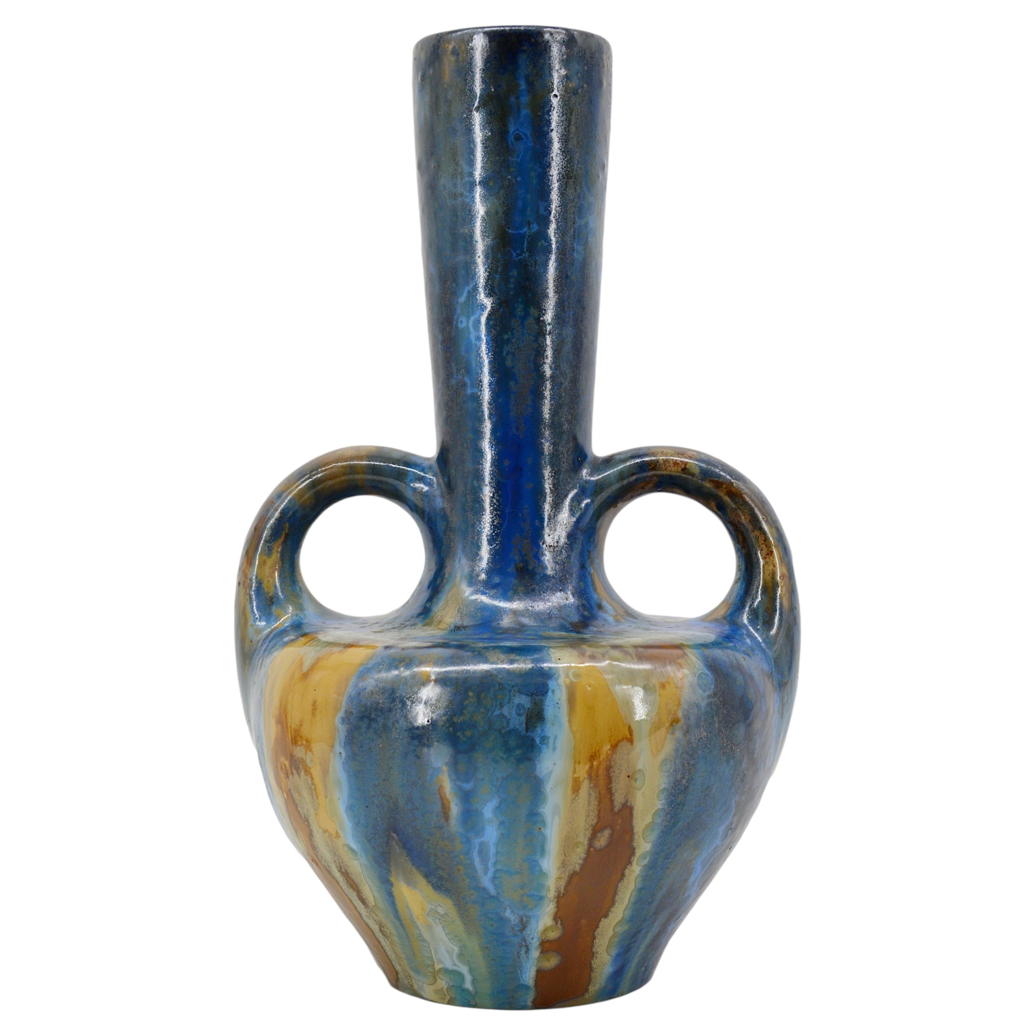 « Vase en grès Art déco de l'atelier Pierrefonds, France, 1920, pièce rare » en vente