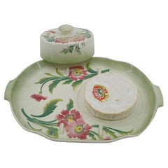 Saint-Clement Art Nouveau Ceramic Cheese Dish, Poppy Design, 1900s