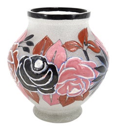 Adrien Mazoyer, Art-Déco-Vase aus emailliertem Glas, Frankreich, um 1920