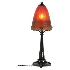 Charles Schneider Art Deco Table Lamp, Glass & Iron, France, 1924-28