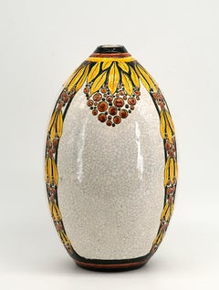 Charles Catteau Art Deco Ceramic Vase for Boch Frères Keramis, Belgium, 1920