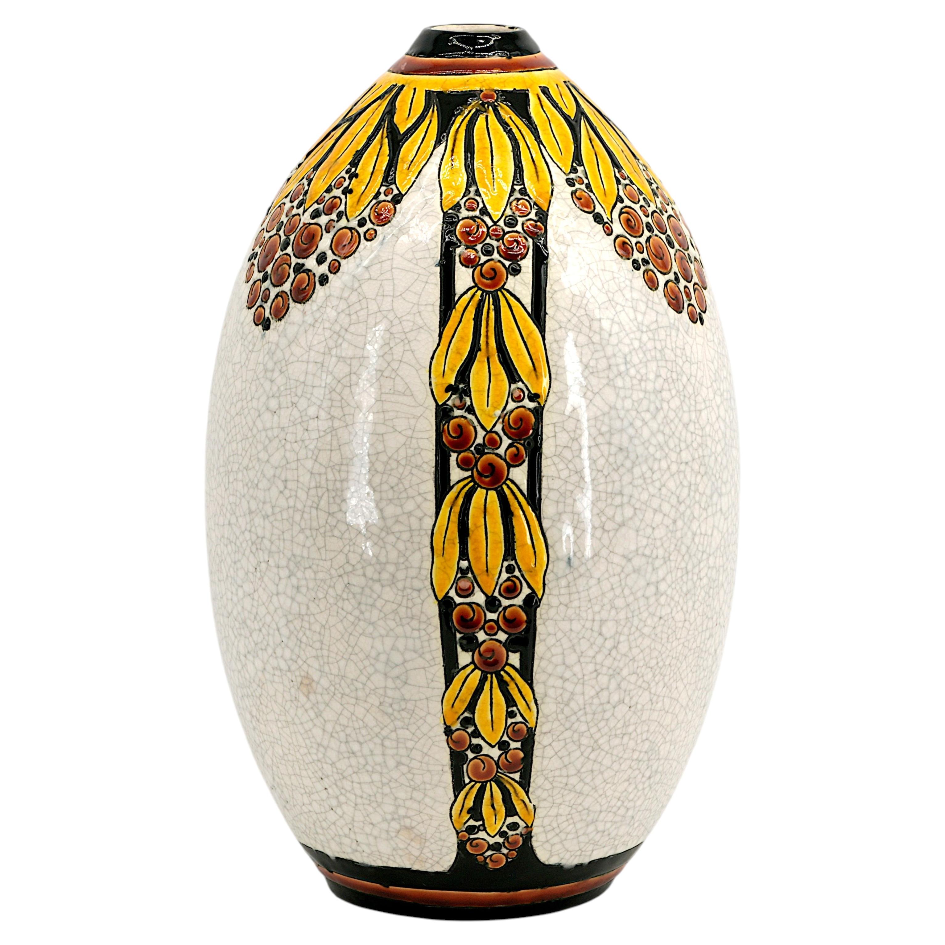 Charles Catteau Art Deco Ceramic Vase for Boch Frères Keramis, Belgium, 1920